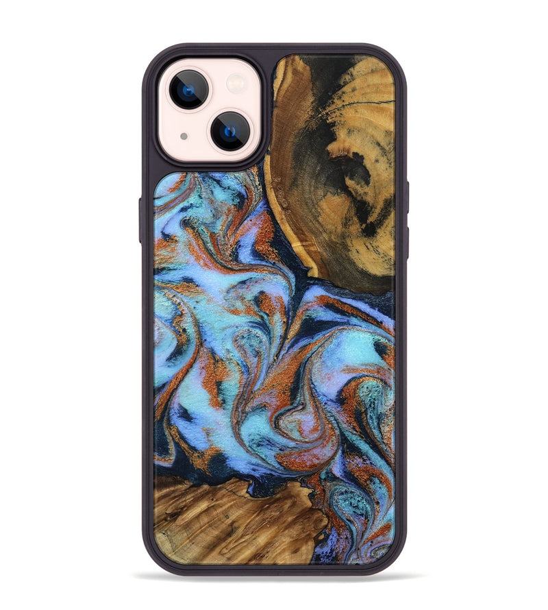 iPhone 14 Plus Wood Phone Case - Gunnar (Teal & Gold, 801915)