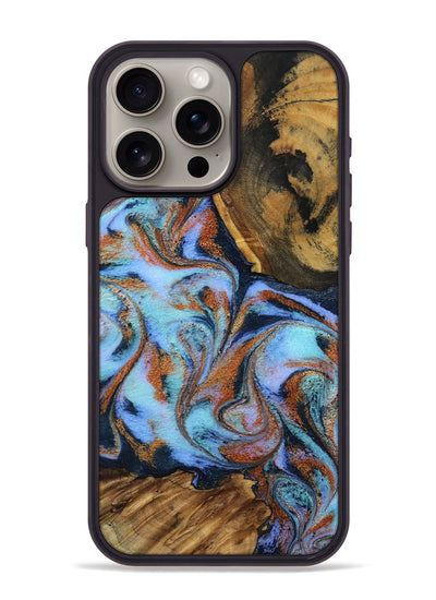 iPhone 15 Pro Max Wood Phone Case - Gunnar (Teal & Gold, 801915)