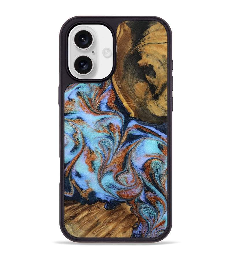 iPhone 16 Plus Wood Phone Case - Gunnar (Teal & Gold, 801915)