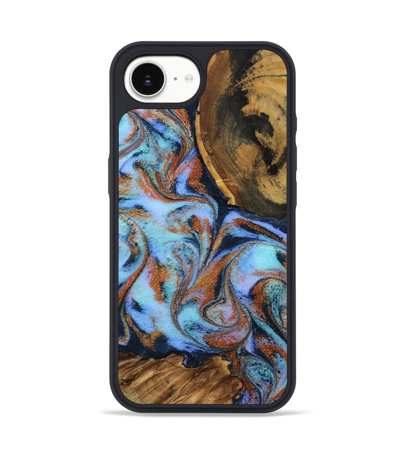 iPhone 16e Wood Phone Case - Gunnar (Teal & Gold, 801915)