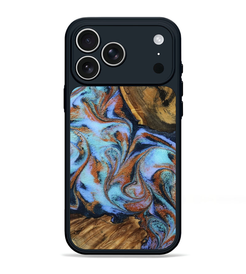 iPhone 17 Pro Max Wood Phone Case - Gunnar (Teal & Gold, 801915)
