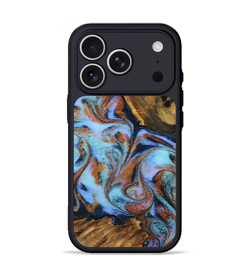 iPhone 17 Pro Wood Phone Case - Gunnar (Teal & Gold, 801915)