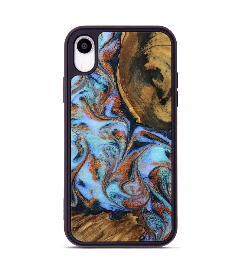 iPhone Xr Wood Phone Case - Gunnar (Teal & Gold, 801915)