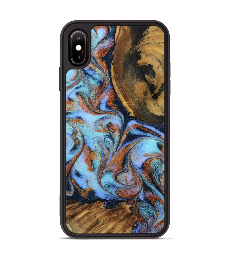 iPhone Xs Max Wood Phone Case - Gunnar (Teal & Gold, 801915)