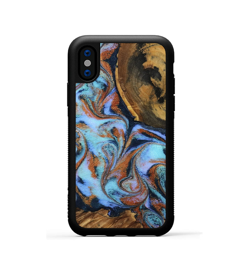 iPhone Xs Wood Phone Case - Gunnar (Teal & Gold, 801915)