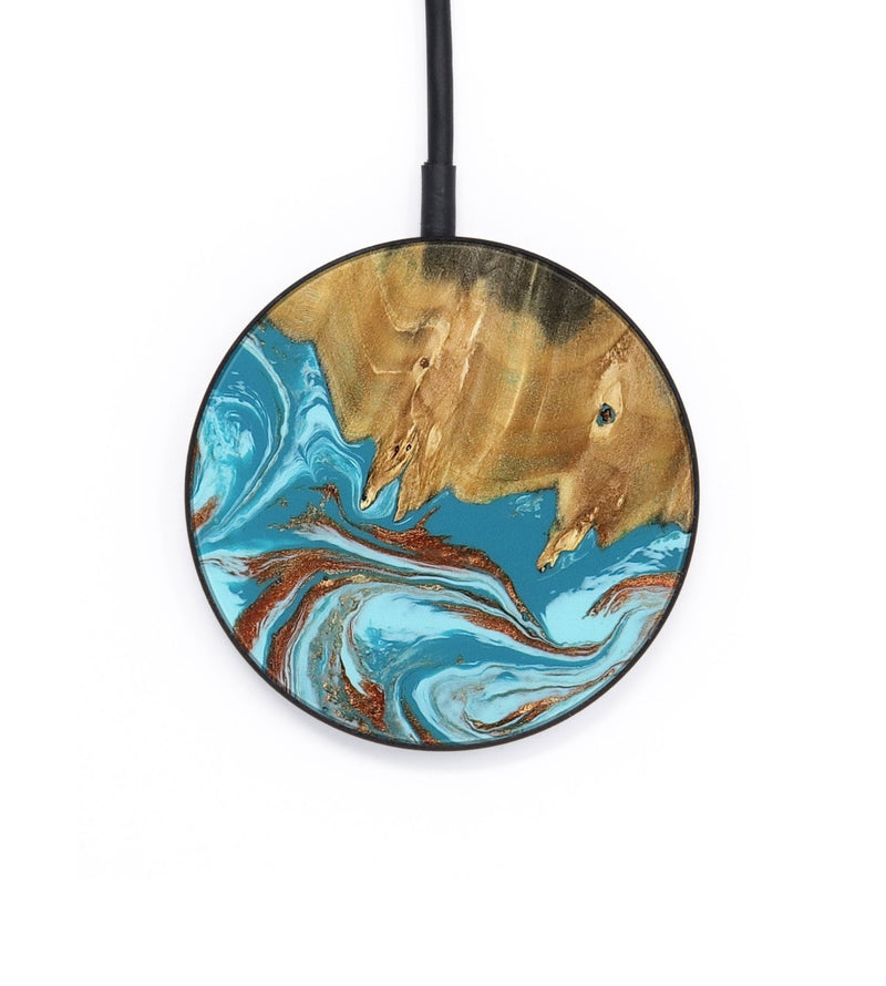 Circle Wood Wireless Charger - Zhuri (Teal & Gold, 801916)