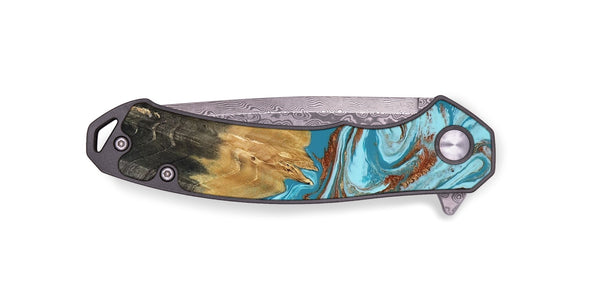 EDC Wood Pocket Knife - Zhuri (Teal & Gold, 801916)