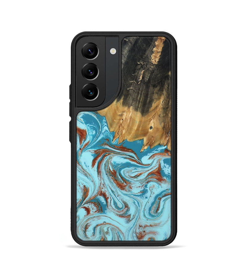 Galaxy S22 Wood Phone Case - Zhuri (Teal & Gold, 801916)