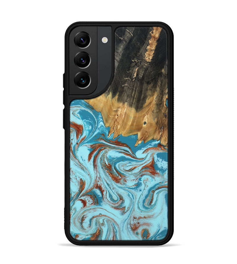 Galaxy S22 Plus Wood Phone Case - Zhuri (Teal & Gold, 801916)