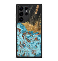 Galaxy S22 Ultra Wood Phone Case - Zhuri (Teal & Gold, 801916)