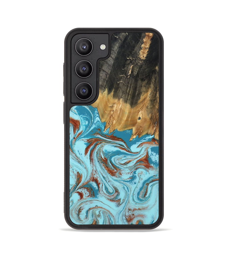 Galaxy S23 Wood Phone Case - Zhuri (Teal & Gold, 801916)