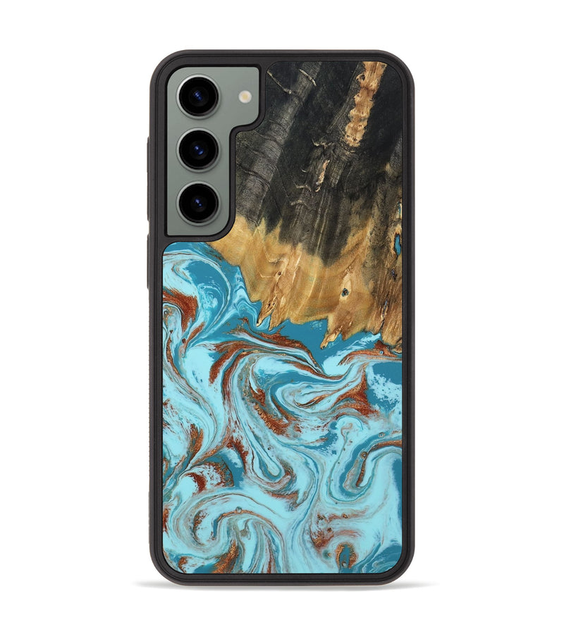 Galaxy S23 Plus Wood Phone Case - Zhuri (Teal & Gold, 801916)