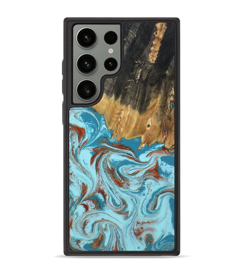 Galaxy S23 Ultra Wood Phone Case - Zhuri (Teal & Gold, 801916)