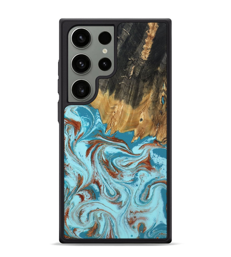 Galaxy S24 Ultra Wood Phone Case - Zhuri (Teal & Gold, 801916)