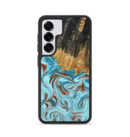 Galaxy S25 Wood Phone Case - Zhuri (Teal & Gold, 801916)