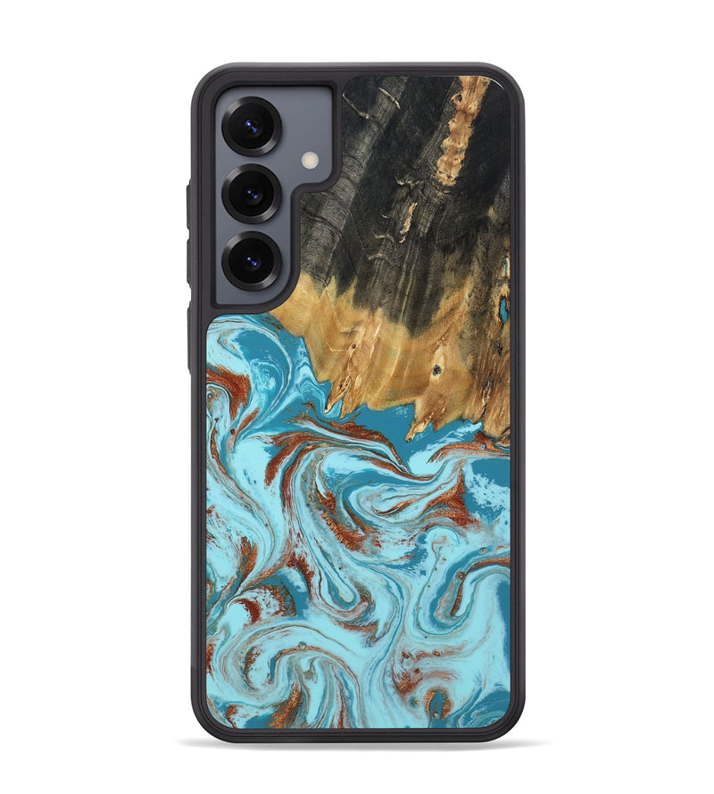 Galaxy S25 Plus Wood Phone Case - Zhuri (Teal & Gold, 801916)