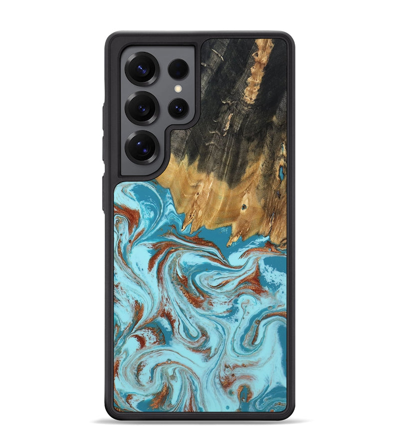 Galaxy S25 Ultra Wood Phone Case - Zhuri (Teal & Gold, 801916)