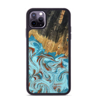 iPhone 11 Pro Max Wood Phone Case - Zhuri (Teal & Gold, 801916)
