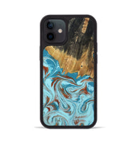 iPhone 12 Wood Phone Case - Zhuri (Teal & Gold, 801916)