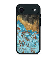 iPhone 17 Air Wood Phone Case - Zhuri (Teal & Gold, 801916)