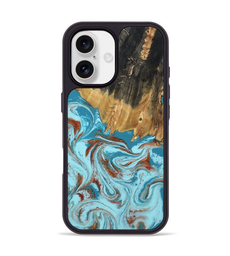 iPhone 17 Wood Phone Case - Zhuri (Teal & Gold, 801916)