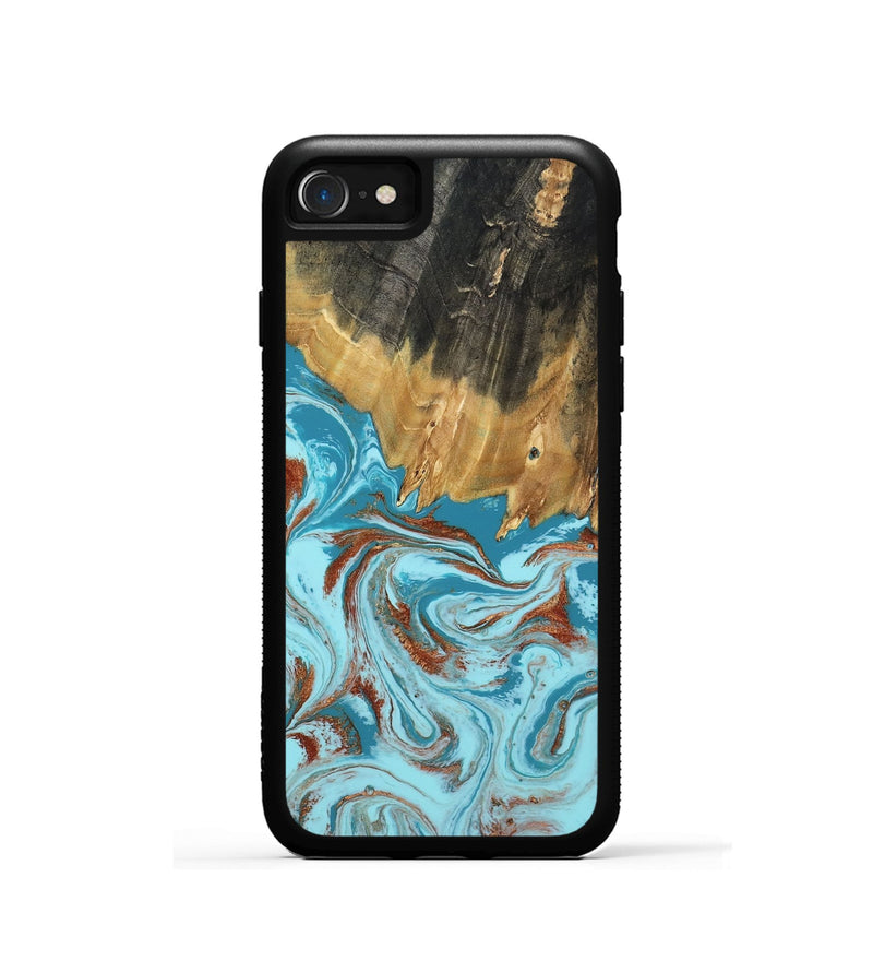 iPhone SE Wood Phone Case - Zhuri (Teal & Gold, 801916)