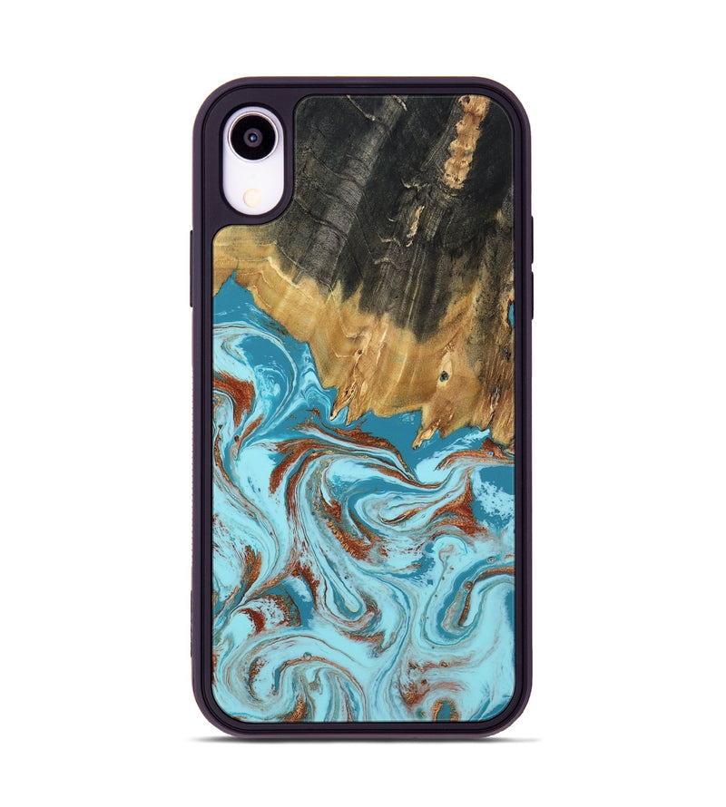 iPhone Xr Wood Phone Case - Zhuri (Teal & Gold, 801916)