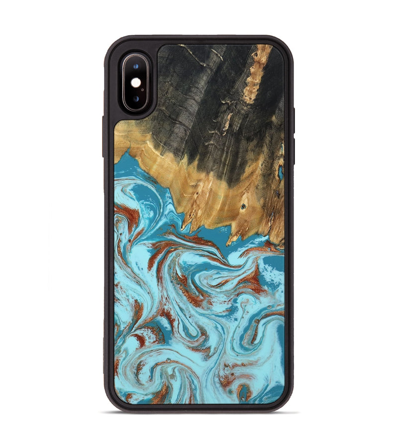 iPhone Xs Max Wood Phone Case - Zhuri (Teal & Gold, 801916)