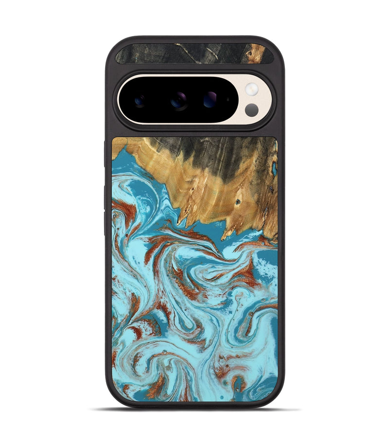 Pixel 10 Wood Phone Case - Zhuri (Teal & Gold, 801916)