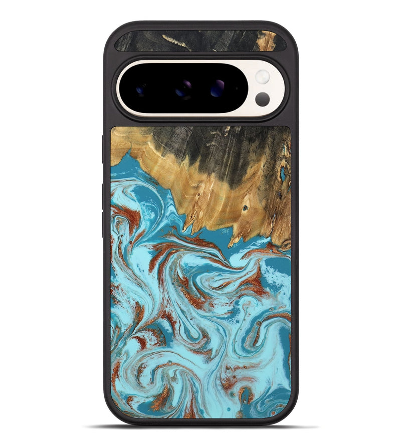 Pixel 10 Pro XL Wood Phone Case - Zhuri (Teal & Gold, 801916)