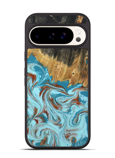 Pixel 9 Pro Wood Phone Case - Zhuri (Teal & Gold, 801916)