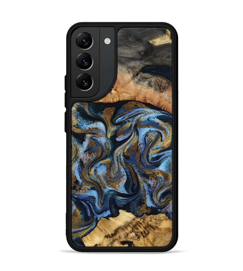 Galaxy S22 Plus Wood Phone Case - Yael (Teal & Gold, 801917)