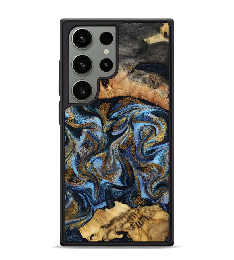 Galaxy S24 Ultra Wood Phone Case - Yael (Teal & Gold, 801917)