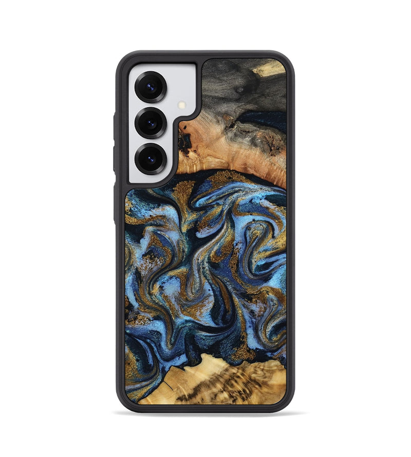 Galaxy S25 Wood Phone Case - Yael (Teal & Gold, 801917)