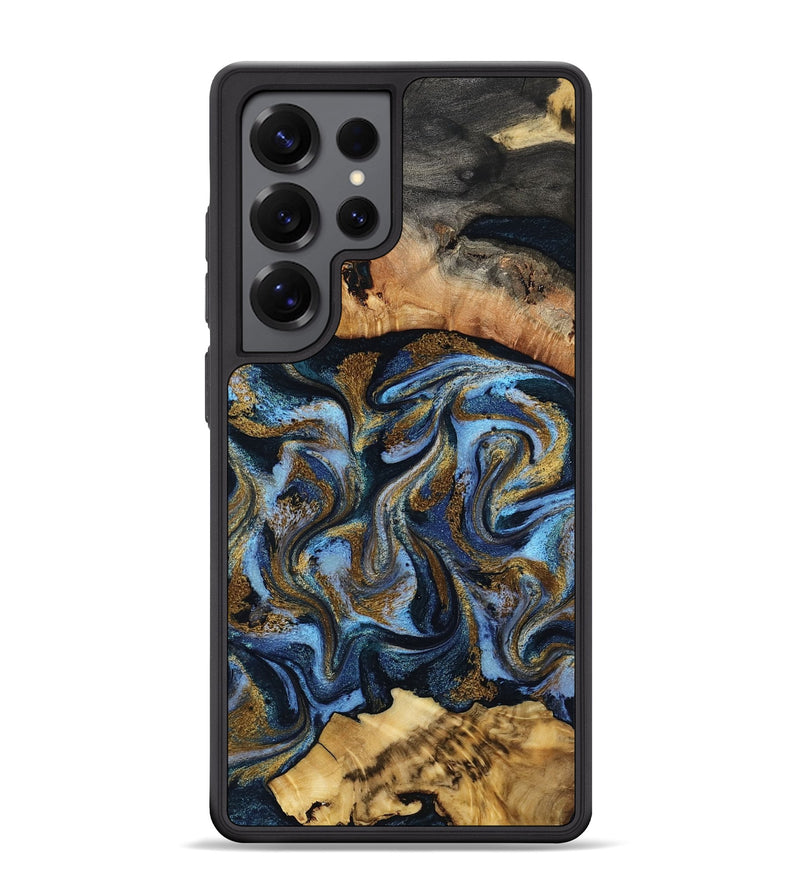 Galaxy S25 Ultra Wood Phone Case - Yael (Teal & Gold, 801917)