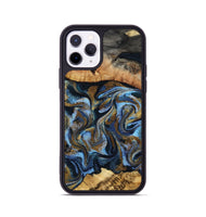 iPhone 11 Pro Wood Phone Case - Yael (Teal & Gold, 801917)