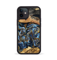 iPhone 12 Wood Phone Case - Yael (Teal & Gold, 801917)