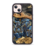 iPhone 14 Plus Wood Phone Case - Yael (Teal & Gold, 801917)