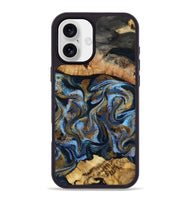 iPhone 16 Plus Wood Phone Case - Yael (Teal & Gold, 801917)