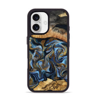 iPhone 17 Wood Phone Case - Yael (Teal & Gold, 801917)