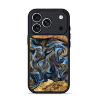 iPhone 17 Pro Wood Phone Case - Yael (Teal & Gold, 801917)