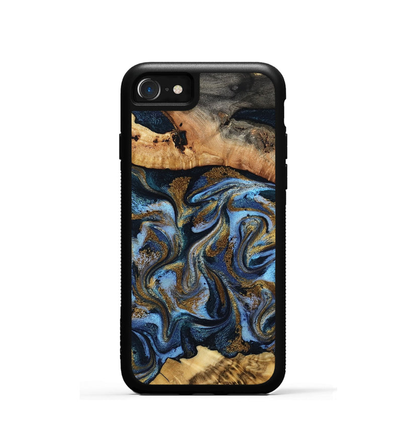 iPhone SE Wood Phone Case - Yael (Teal & Gold, 801917)