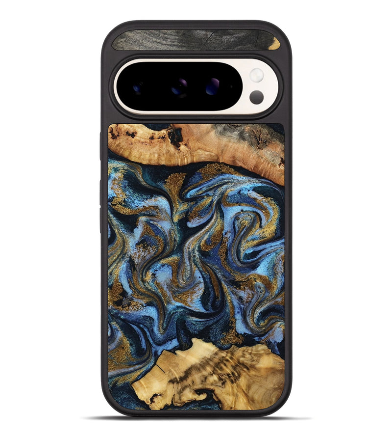 Pixel 10 Pro XL Wood Phone Case - Yael (Teal & Gold, 801917)
