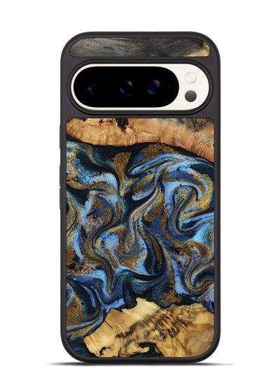 Pixel 9 Wood Phone Case - Yael (Teal & Gold, 801917)