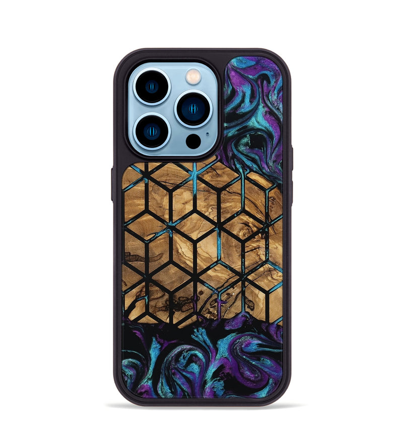 iPhone 14 Pro Wood Phone Case - Diamond (Pattern, 801922)