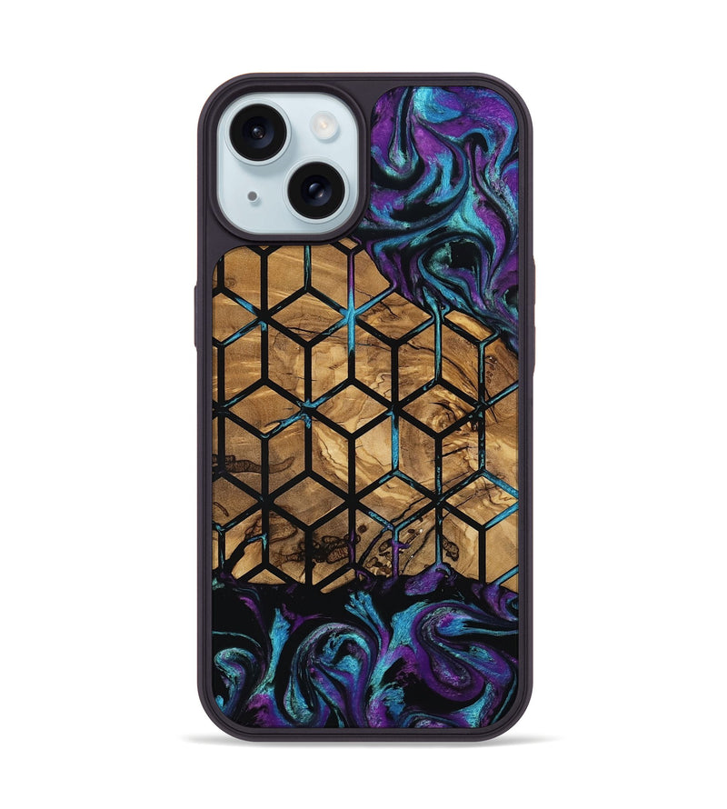 iPhone 15 Wood Phone Case - Diamond (Pattern, 801922)