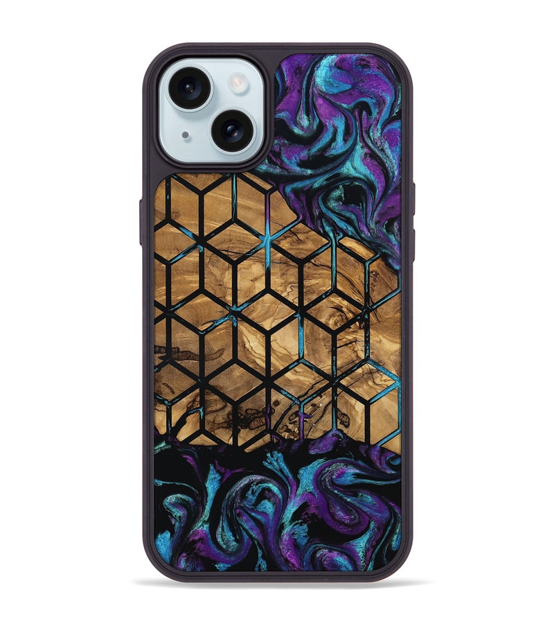 iPhone 15 Plus Wood Phone Case - Diamond (Pattern, 801922)