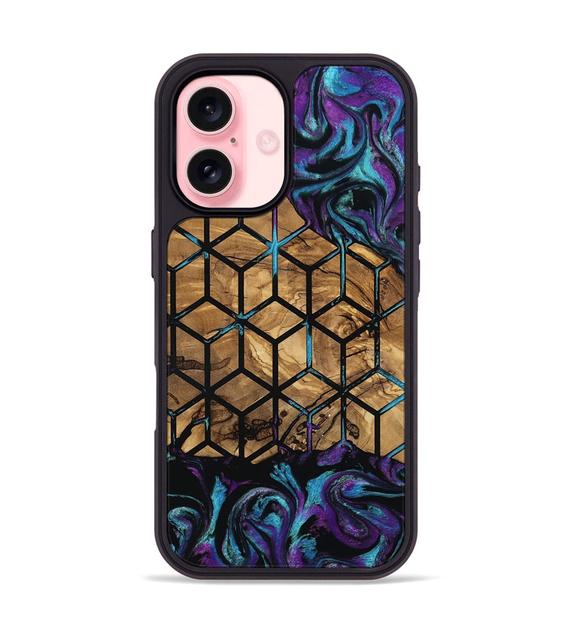 iPhone 16 Wood Phone Case - Diamond (Pattern, 801922)