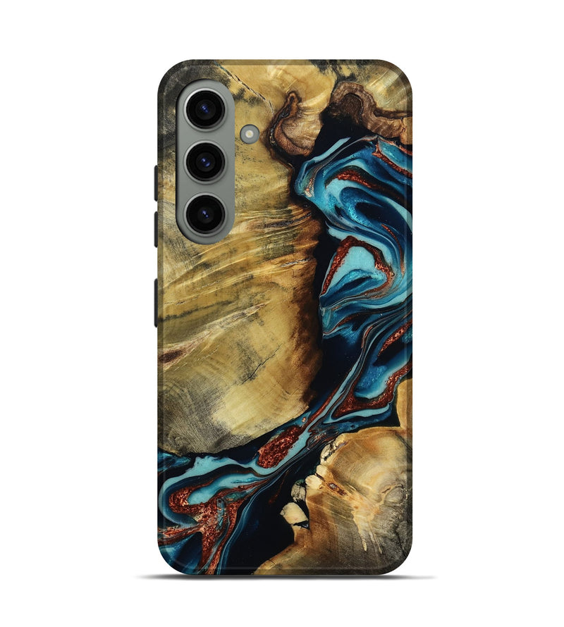 Galaxy S24 Wood Live Edge Phone Case - Duncan (Teal & Gold, 801949)
