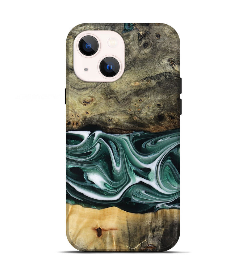 iPhone 13 Wood Live Edge Phone Case - Samatha (Green, 801951)